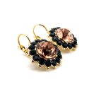 Earrings By Mariana Woman Glamorous Padparadscha and Jet Black Swarovski Crystals - Image 2