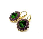 Earrings By Mariana Alluring Forest Green and Cyclamen Opal Swarovski Crystals - Image 2