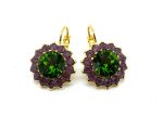 Earrings By Mariana Alluring Forest Green and Cyclamen Opal Swarovski Crystals