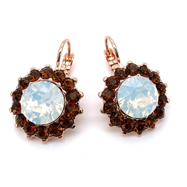 Earrings By Mariana Woman Beautiful Smoked Topaz and White Opal Swarovski Crystals