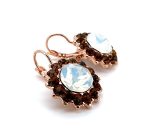 Earrings By Mariana Woman Beautiful Smoked Topaz and White Opal Swarovski Crystals - Image 3
