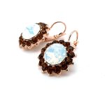 Earrings By Mariana Woman Beautiful Smoked Topaz and White Opal Swarovski Crystals - Image 2
