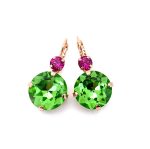 Mariana Earrings Adorable Peridot & Fuchsia Austrian Crystals My Treasures Coll. - Image 3