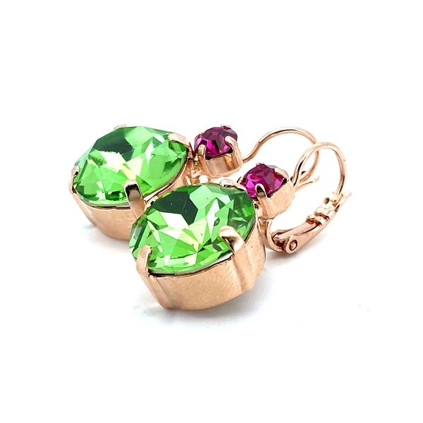 Mariana Earrings Adorable Peridot & Fuchsia Austrian Crystals My Treasures Coll.