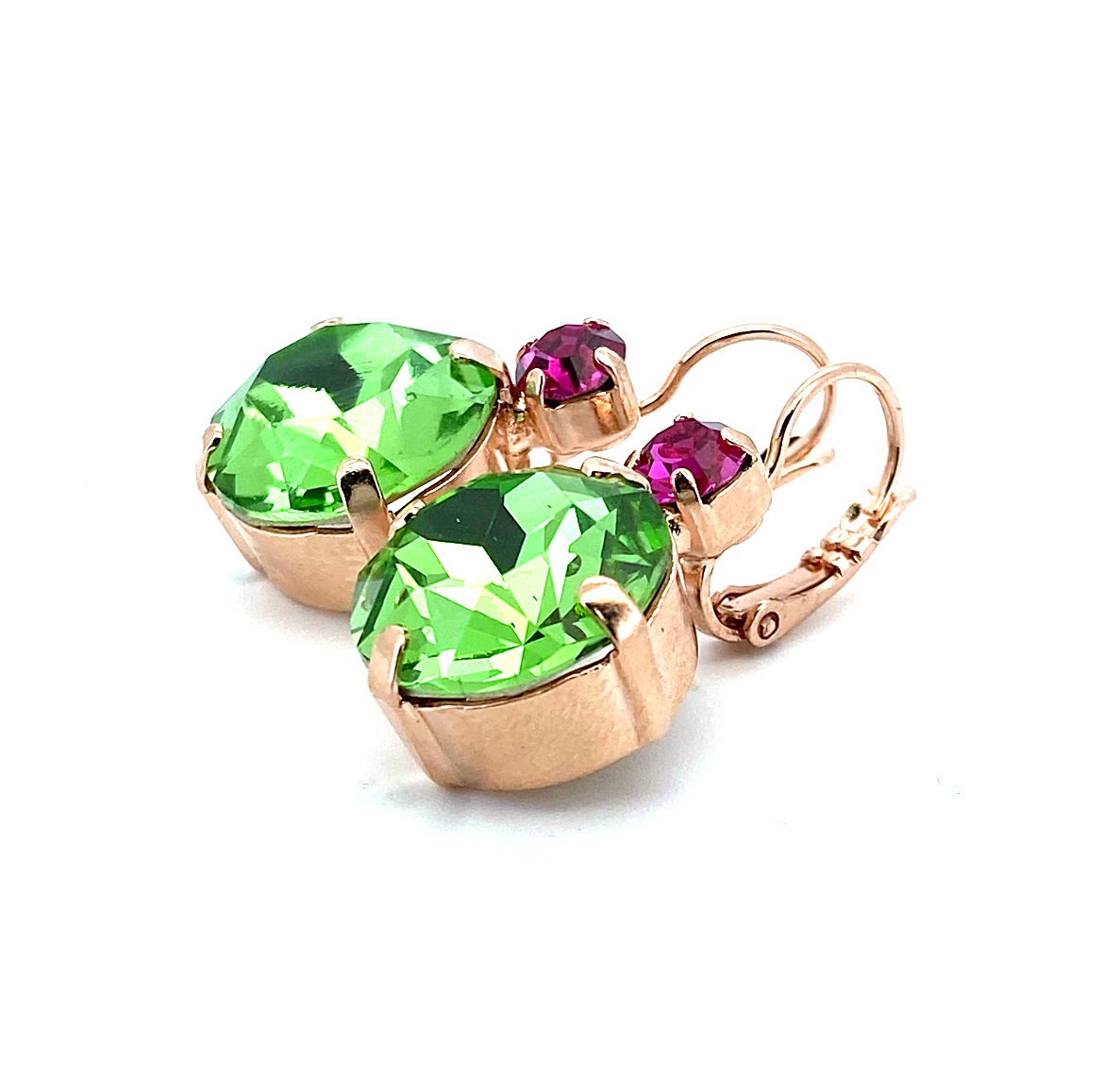 E-1506-502214-RG6 (3) Mariana Earrings Adorable Peridot & Fuchsia Austrian Crystals My Treasures Coll. - Image 1