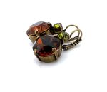 Earrings By Mariana Odyssey Coll. Fab Smoked Topaz and Olivine Swarovski Crystals - Image 3