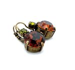 Earrings By Mariana Odyssey Coll. Fab Smoked Topaz and Olivine Swarovski Crystals - Image 2