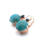 Earrings By Mariana Zanzibar Africa Coll. Glamorous Turquoise Mineral & Jet Austrian Crystals - Image 3