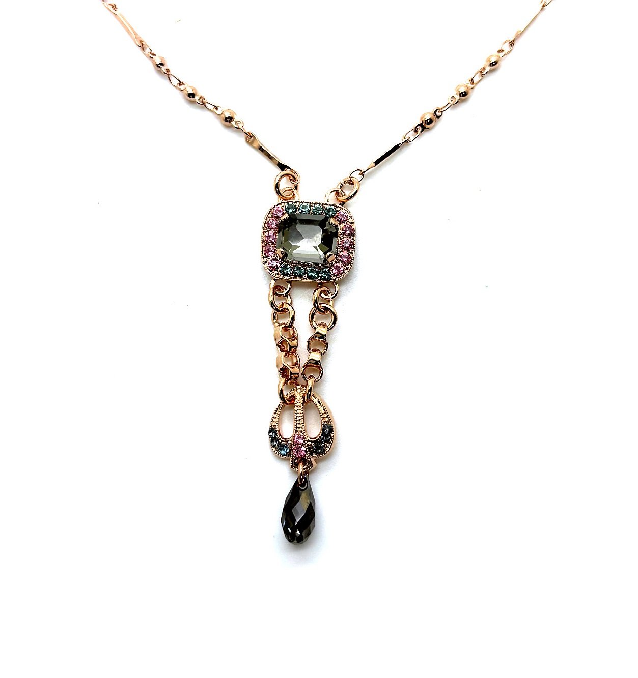 N-5040-1-1083-RG (2) Necklace Pendant By Mariana Woman Elegant Rose and Silver Swarovski Crystals - Image 1