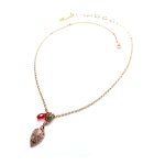 Necklace Pendant By Mariana Woman Leaf Topaz and Indian Pink Swarovski Crystals - Image 2