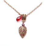 Necklace Pendant By Mariana Woman Leaf Topaz and Indian Pink Swarovski Crystals