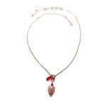 Necklace Pendant By Mariana Woman Leaf Topaz and Indian Pink Swarovski Crystals - Image 3