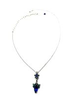 Necklace Pendant By Mariana Woman Sophisticated Capri Blue and Emerald Swarovski Crystals - Image 3
