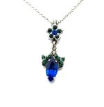 Necklace Pendant By Mariana Woman Sophisticated Capri Blue and Emerald Swarovski Crystals
