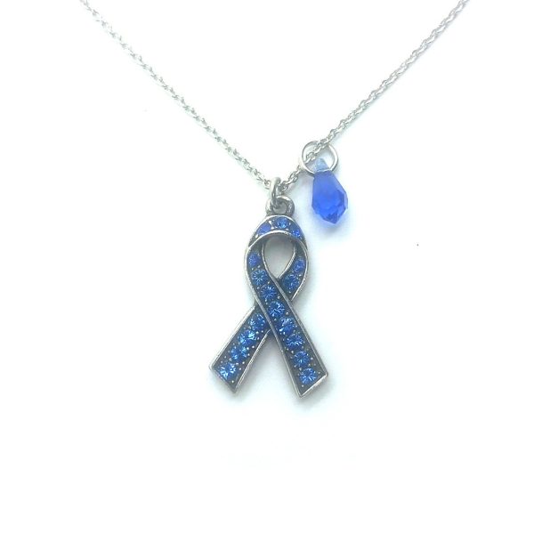 Necklace Pendant By Mariana My Treasures Coll. Cancer Awareness Ribbon Sapphire Austrian Crystals