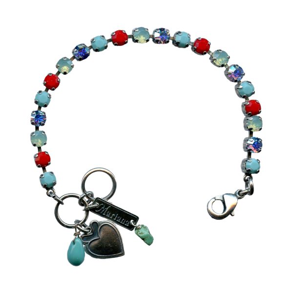 Mariana Bracelet Classy Turquoise, Red Coral, Pacific Opal & Heliotrope Austrian Crystals Cindy Icons Coll.