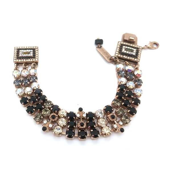 Bracelet By Mariana Woman Elegant Jet and Golden Swarovski Crystals-RG