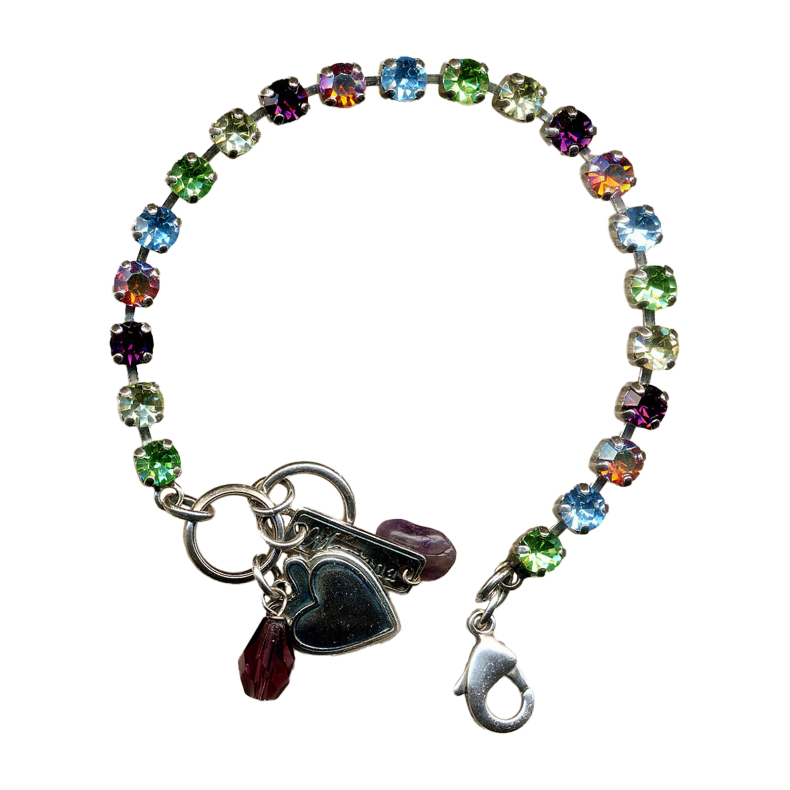 B-4000-37-SP(1) Mariana Bracelet Charming Peridot, Jonquil, Purple Velvet, Fire Opal, & Aqua Austrian Crystals My Treasures Coll. - Image 1