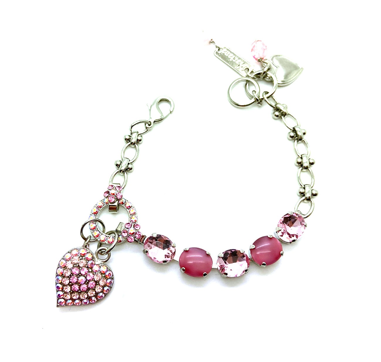 B-4019-8-1129-RO (3) Bracelet By Mariana Woman Lovely Heart Charms in Rose and AB Swarovski Crystals - Image 1