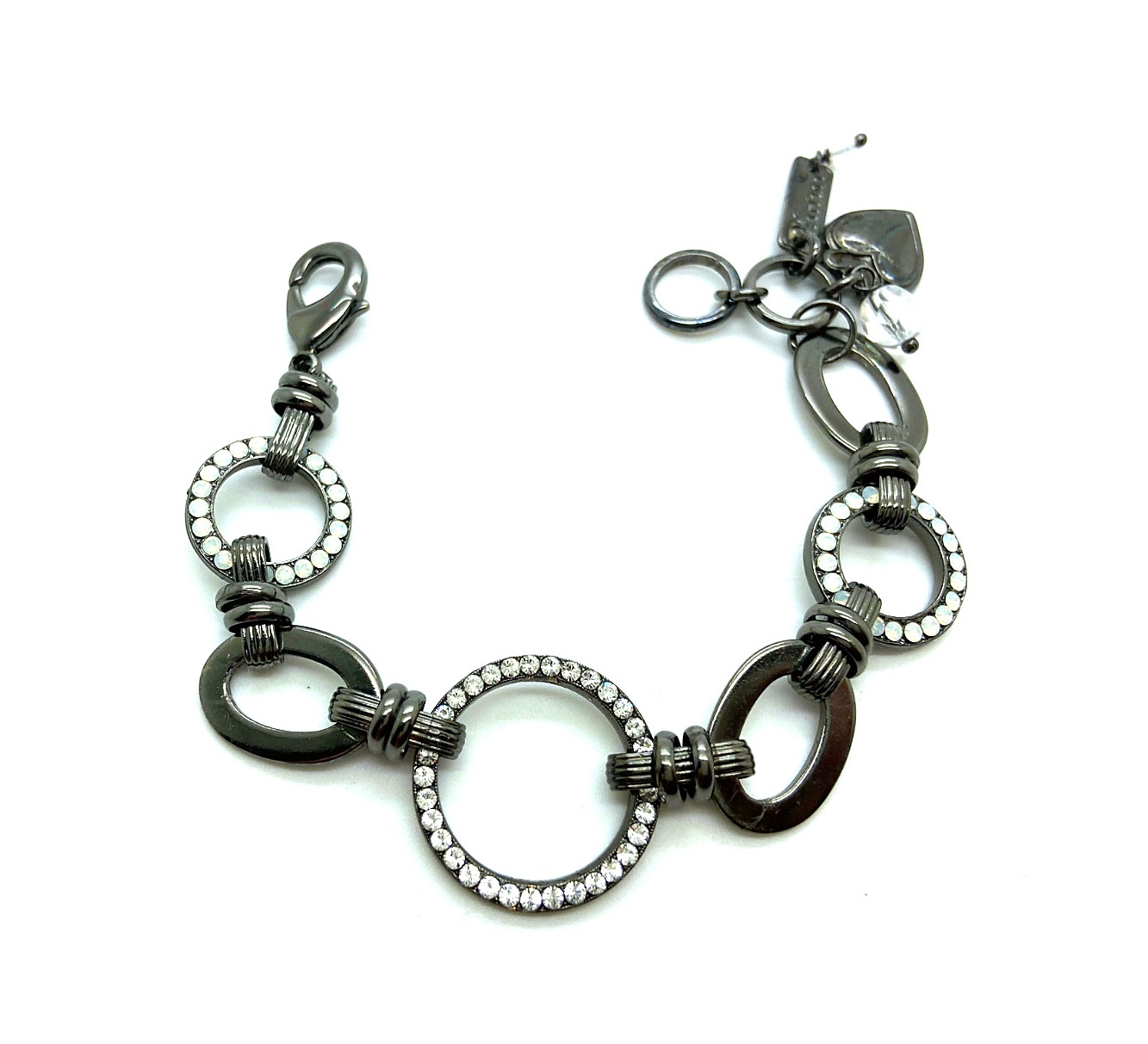 B-4083-1-001-GR (3) Bracelet By Mariana Woman Halo Encrusted Clear and White Opal Swarovski Crystals - Image 1