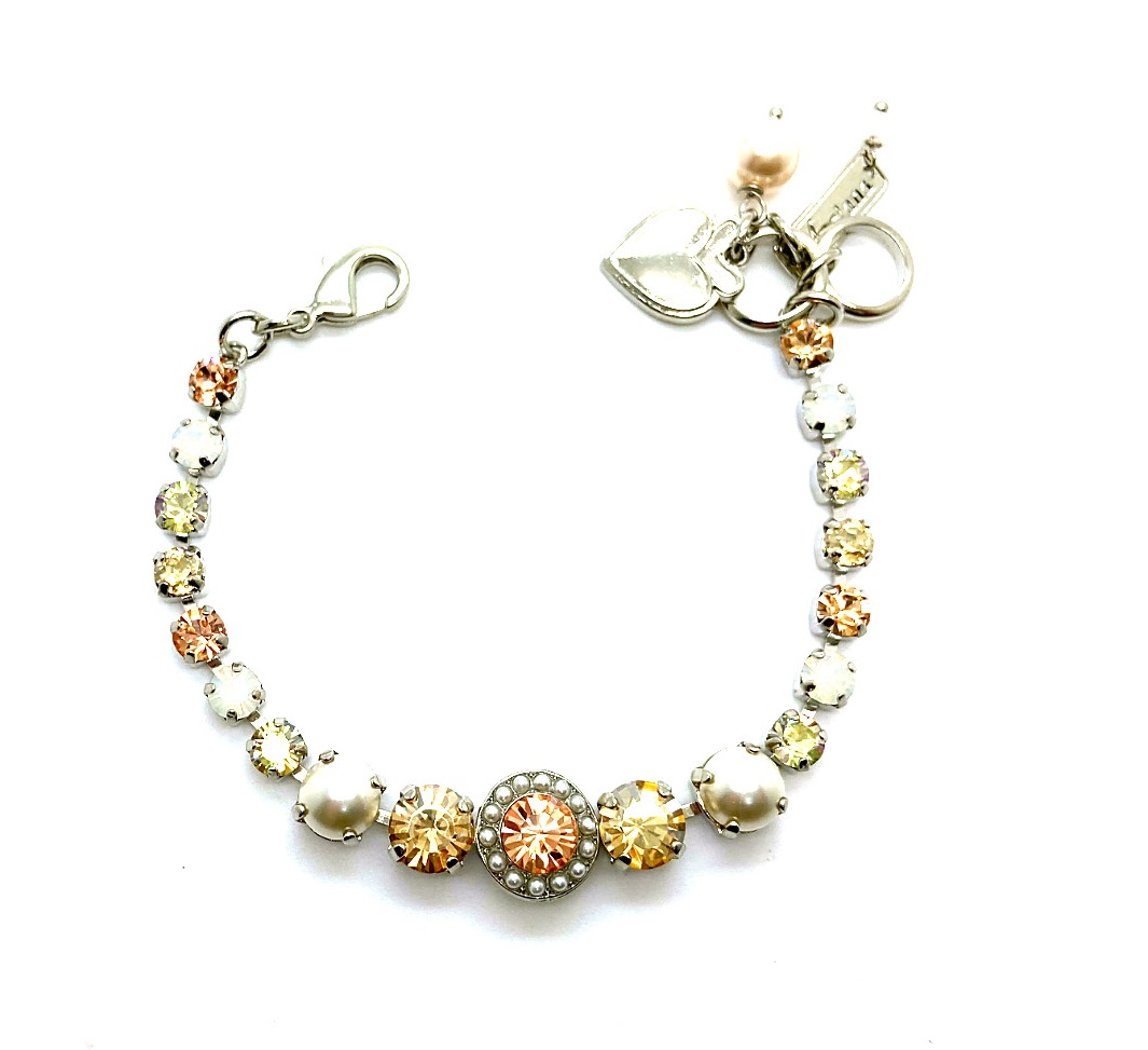 B-4084-1-1144-RO (1) Bracelet By Mariana Summer 2022 Coll. Glamorous Pearl and Peach Swarovski Crystals - Image 1