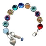 Mariana Bracelet Fab Turq, Sapphire, Topaz, Blue Zircon, Siam, Opals, & Fuchsia Austrian Crystals Fantasy Nirvana Coll.