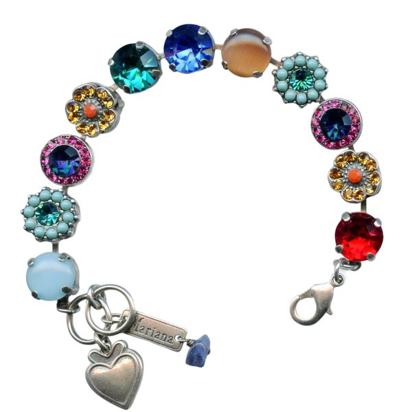 Mariana Bracelet Fab Turq, Sapphire, Topaz, Blue Zircon, Siam, Opals, & Fuchsia Austrian Crystals Fantasy Nirvana Coll.