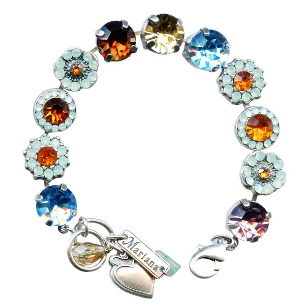 Mariana Bracelet Sassy Pacific Opal, Lt Rose, Aquamarine, Hyacinth, & Lt Colorado Topaz Austrian Crystals My Treasures Coll.