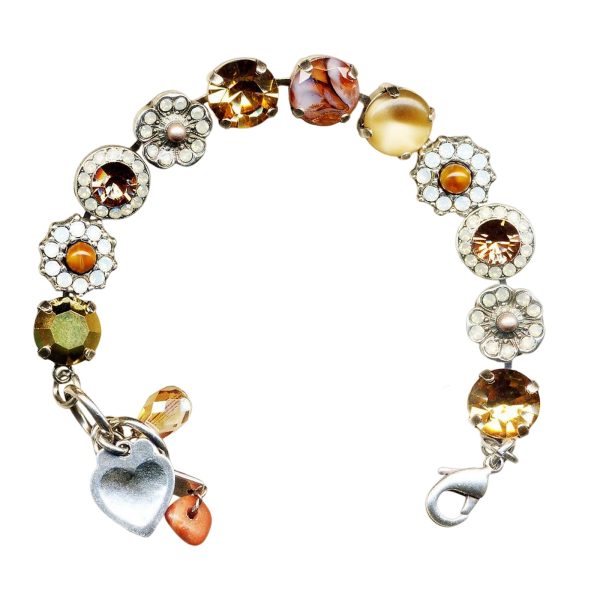 Mariana Bracelet Adorable Drk Amber, Citrine, Sand Opal, Aurum, White Opal, & Marbled Stone Austrian Crystals Golden Sand Ambrosia Coll.