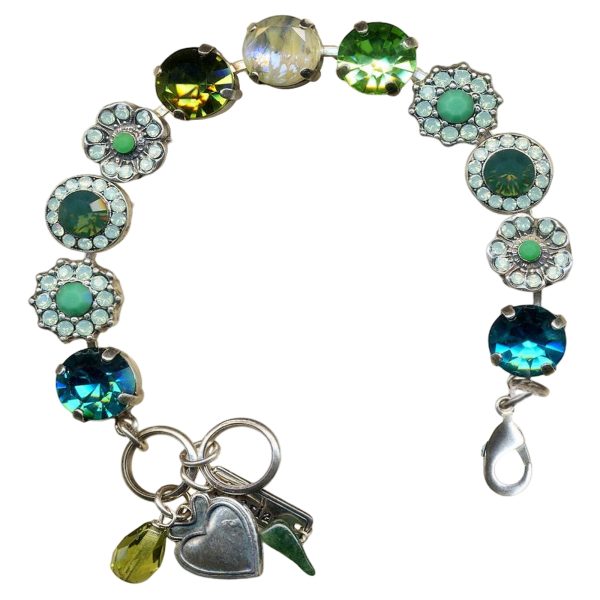 Mariana Bracelet Adorable Greens, Teal Blue, & Marbled Stone Austrian Crystals Angelica East Meets West Coll.
