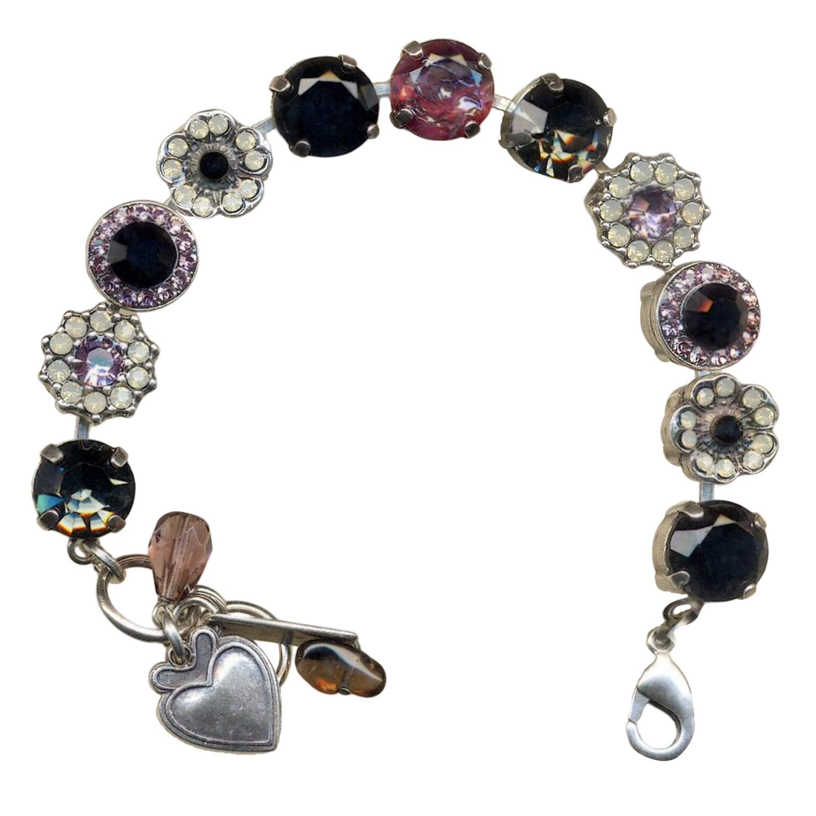 B-4084-1320-SP(1) Mariana Bracelet Exquisite Black Diamond, Lavender, Jet, White Opal, & Marbled Stone Austrian Crystals Romance Dancing the Night Away Coll. - Image 1