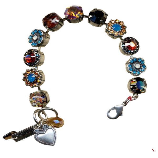 Mariana Bracelet Classy Jet, Siam, Opals, Amber, & Marbled Stone Austrian Crystals My Treasures Coll.