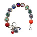 Mariana Bracelet Gorgeous Rich Crimson Red, Blue/Green Opal, Pale Blue, Coral, & Amber Austrian Crystals Poppy East Meets West Coll. - Image 2