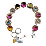 Mariana Bracelet Glitzy Aurum, Fuchsia, Aqua Blue, Smokey Quartz, & Yellow Gold Austrian Crystals Rose East Meets West Coll. - Image 3