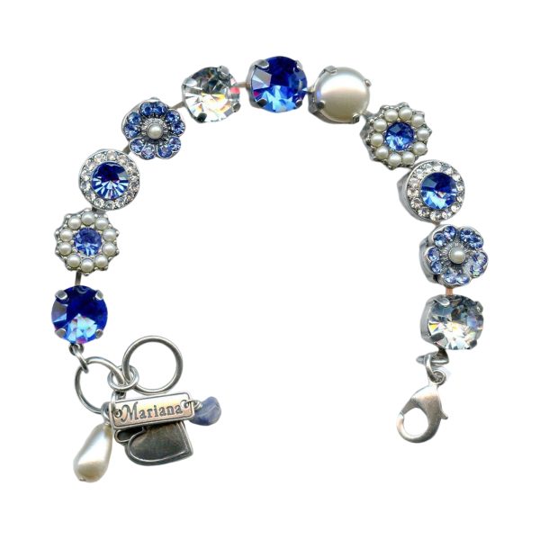 Mariana Bracelet Gorgeous Sapphire, Clear & Pearl Austrian Crystals My Treasures Coll.