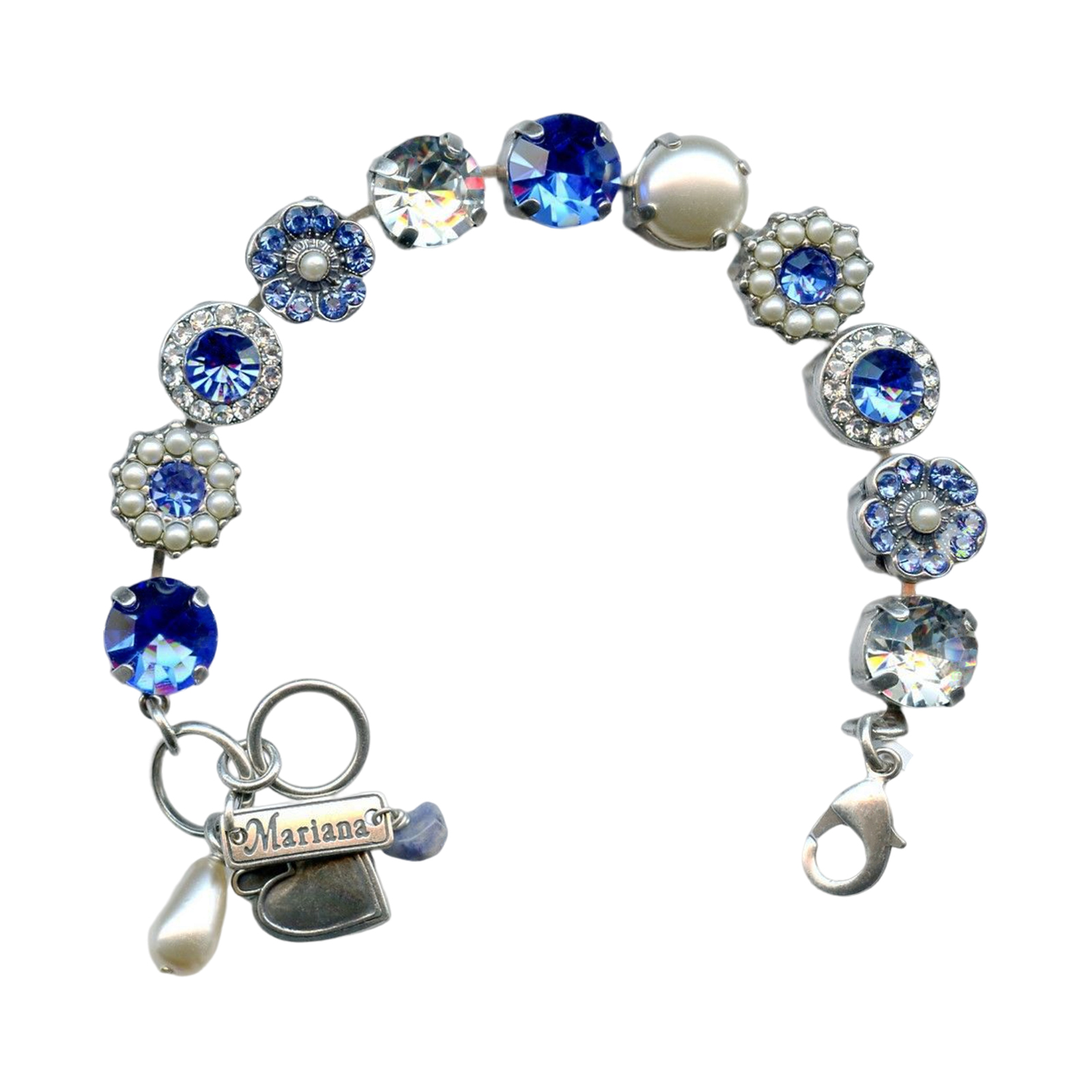 B-4084-206-4-SP(1) Mariana Bracelet Gorgeous Sapphire, Clear & Pearl Austrian Crystals My Treasures Coll. - Image 1