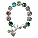 Mariana Bracelet Floral in Olivine, Emerald, Lt Rose, Indicolite, & Peridot Austrian Crystals My Treasures Coll. - Image 3