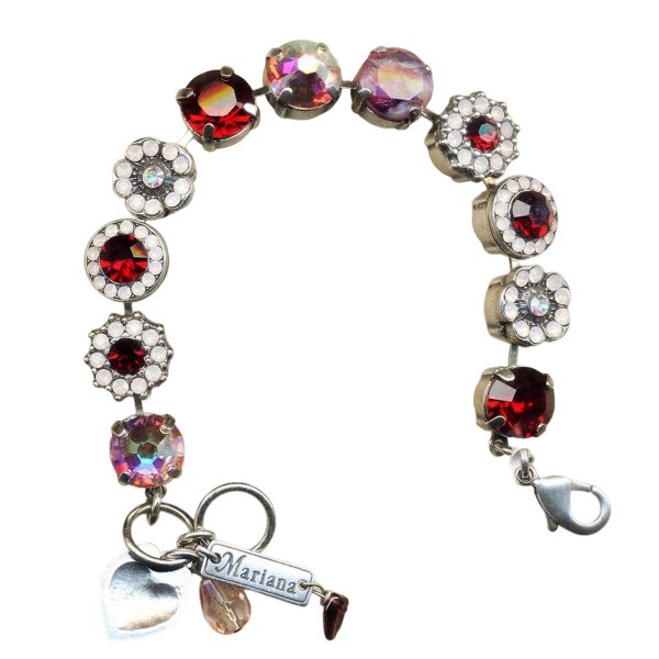 Mariana Bracelet Stunning Crimson Red, Iridescent, Whisper Pink, & White Opal Austrian Crystals True Romance East Meets West Coll.