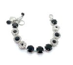 Bracelet By Mariana Sweet Summer Coll. Exquisite Jet Black & Clear Swarovski Crystals