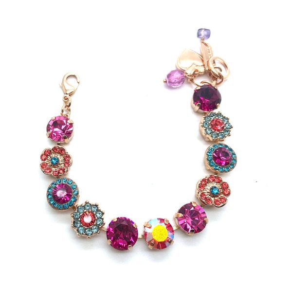 Bracelet By Mariana Woman Fancy Indian Pink and Purple Swarovski Crystals-RG