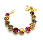 Bracelet By Mariana Woman Purple and Aquamarine Swarovski Crystals YG Plated