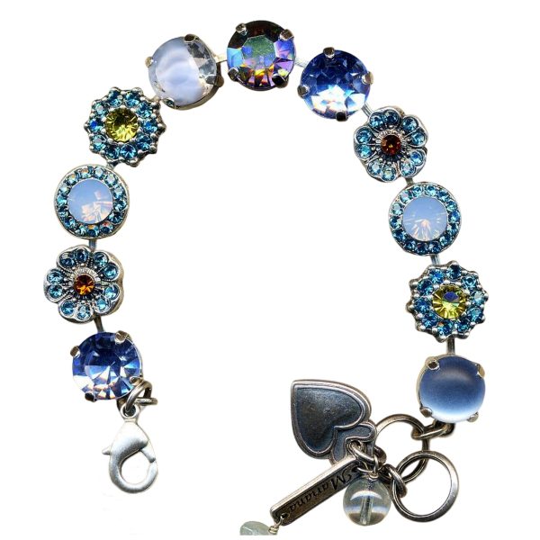 Mariana Bracelet Floral in Blues, Amber, Yellow, & AB Austrian Crystals Ocean Breeze Gypsy Soul Coll.