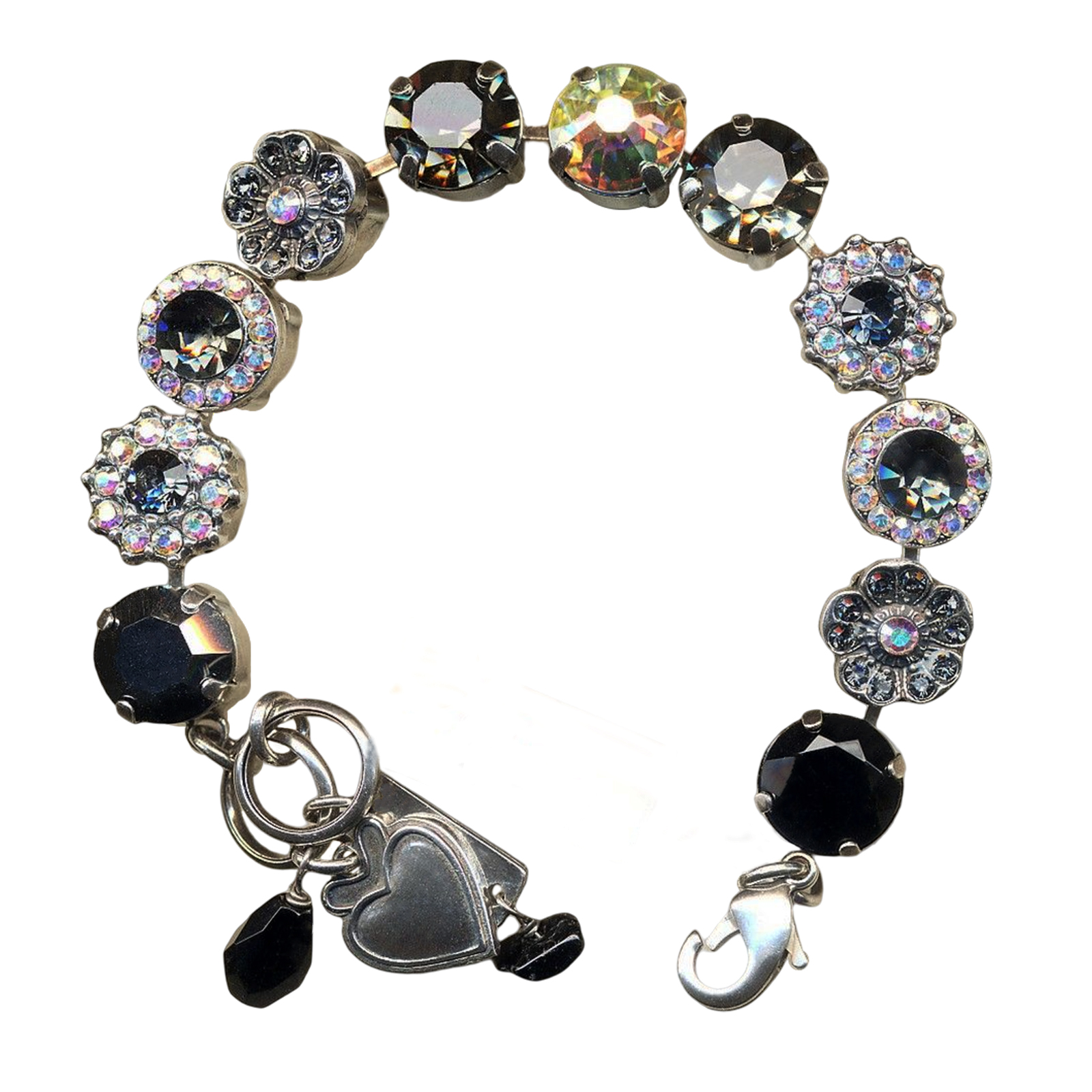 B-4084-3701-SP(1) Mariana Bracelet Elegant Jet, Smokey Gray, & Iridescent Clear Austrian Crystals Tuxedo Paradise Coll. - Image 1