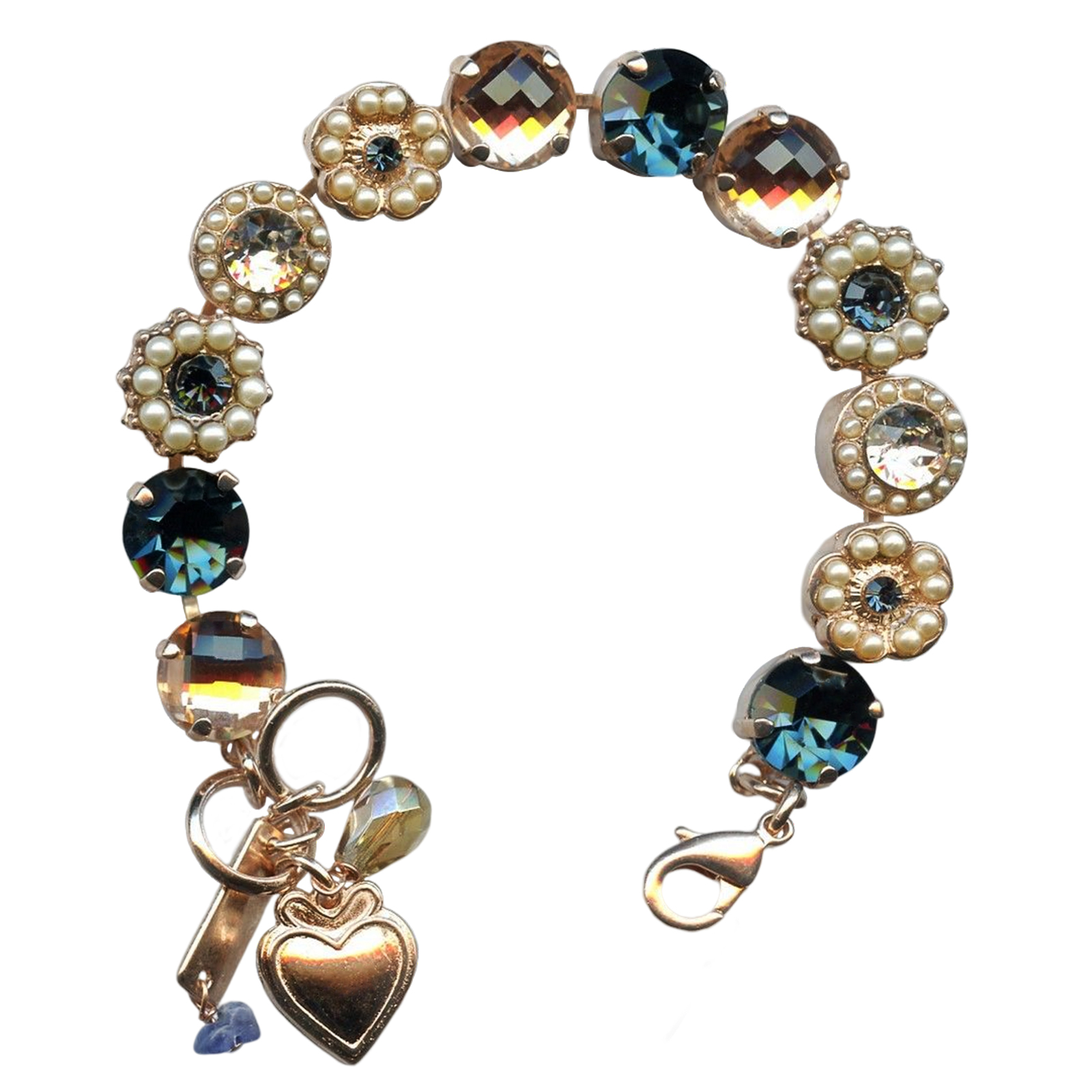 B-4084-391207-RG(1) Mariana Bracelet Timeless Pearl, Silk, & Montana Blue Austrian Crystals My Treasures Coll. - Image 1