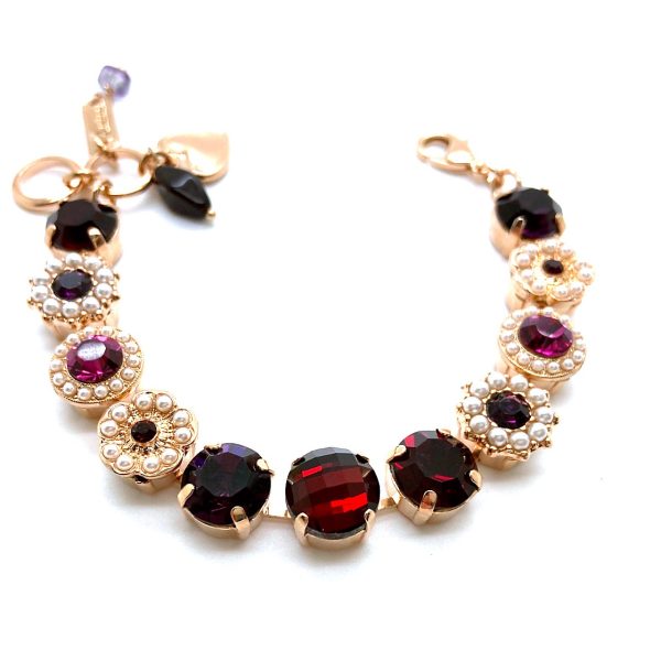 Mariana Bracelet Exquisite Pearl, Siam, & Amethyst Austrian Crystals My Treasures Coll.