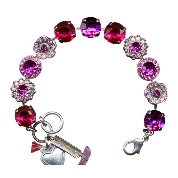 Mariana Bracelet Floral Fuchsia, Lt Rose & Lt Amethyst Austrian Crystals My Treasures Coll.