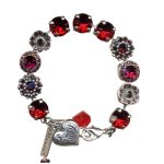 Bracelet By Mariana Woman Luxurious Burgundy and Siam Swarovski Crystals