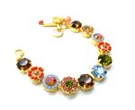Mariana Bracelet Exquisite Brown, Coral, Hyacinth, Smoked Topaz, Emerald & Blue Opal Austrian Crystals My Treasures Coll. - Image 3