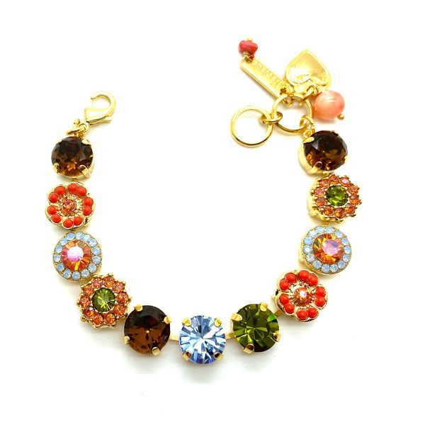 Mariana Bracelet Exquisite Brown, Coral, Hyacinth, Smoked Topaz, Emerald & Blue Opal Austrian Crystals My Treasures Coll.
