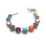 Mariana Bracelet Multi Color Austrian Crystals & Turquoise Mineral Masai Africa Coll. Silver Plated - Image 3